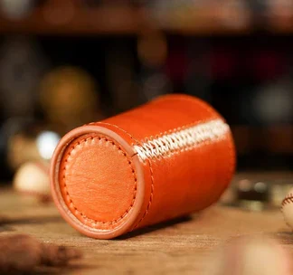 LEATHER CHOP CUP , brown, 2 balls and a final load ball BY TCC