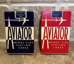 Vintage Aviator Bridge Size Playing Cards Set of 2 in red and blue